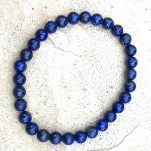 Genuine Lapis Lazuli Bead Bracelet Stretchy